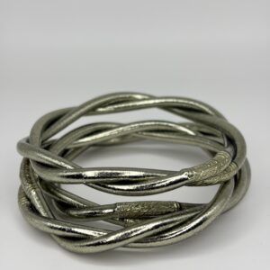Jonc bouddhiste twist MANTRA argent antique M